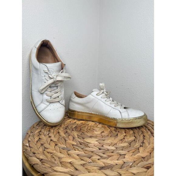 Greats Gold Metallic Sole Shoes LaceUp Sneakers White Minimalist Modern Womens - Picture 4 of 6